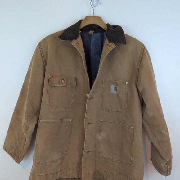 Vtg 70's Carhartt Chore Coat with Detachable Hood, Sz 44 - Picture 9 of 16
